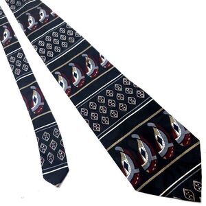 Wembley Black Silk Tie Woven Graphic‎